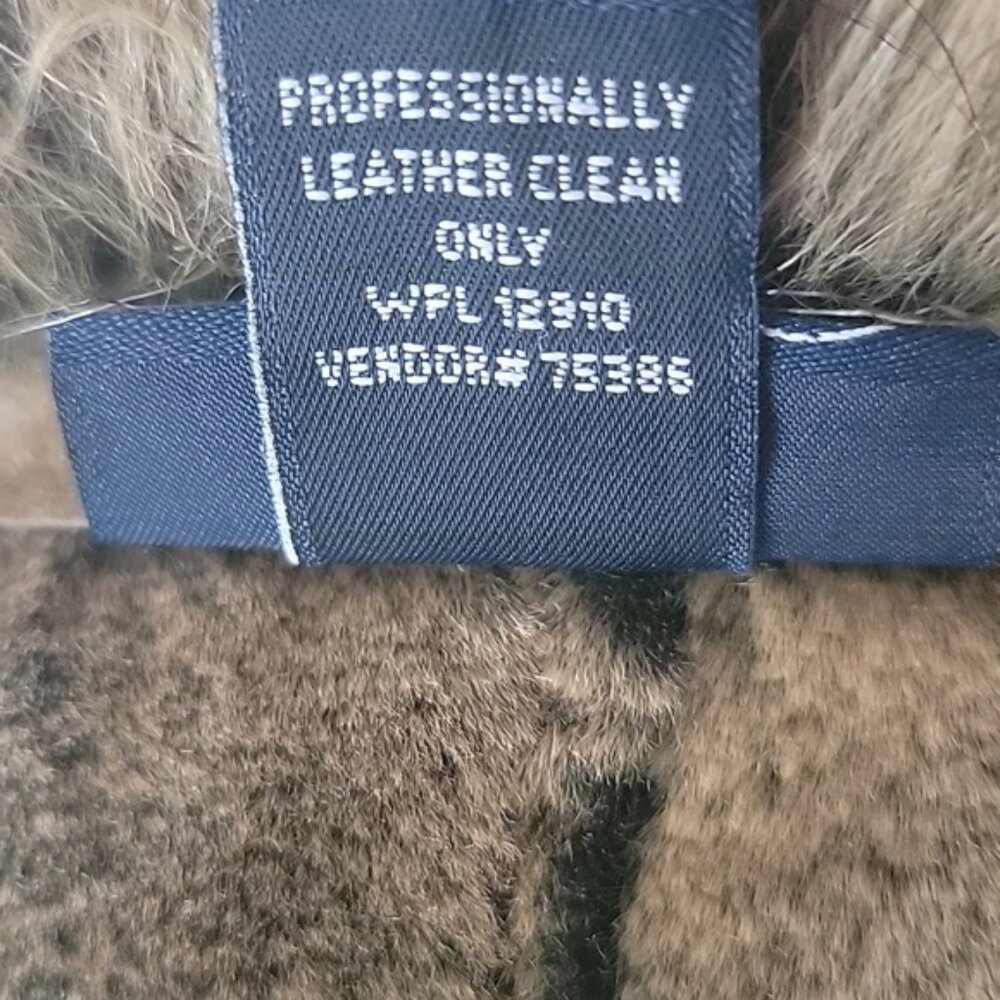 VENEZIA JEANS VTG Brown Suede Exposed Seam Faux Fur Lapel Collar Jacket Coat - Picture 9 of 11